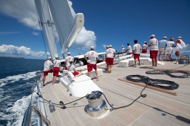 Sailing yacht Zefira racing off Virgin Gorda - Photo Credit Superyacht Media