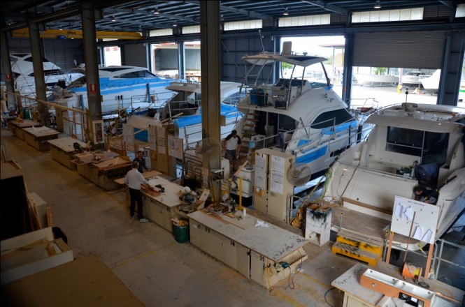 The Riviera factory is a hive of activity with 32 boats currently under construction The Riviera factory is a hive of activity with 32 boats currently under construction