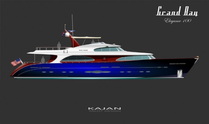 100 luxury motor yacht ELEGANCE - blue retro