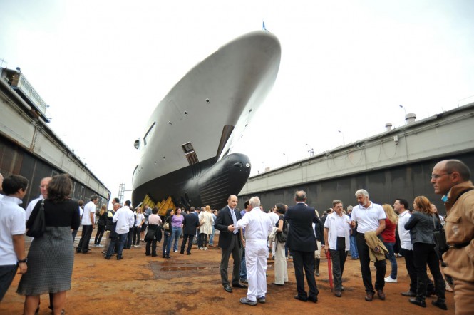 134m Superyacht SERENE at her launch at Fincantieri shipyard
