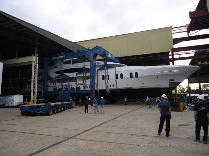 57m motor yacht Lady Linda by Trinity Yachts being launched