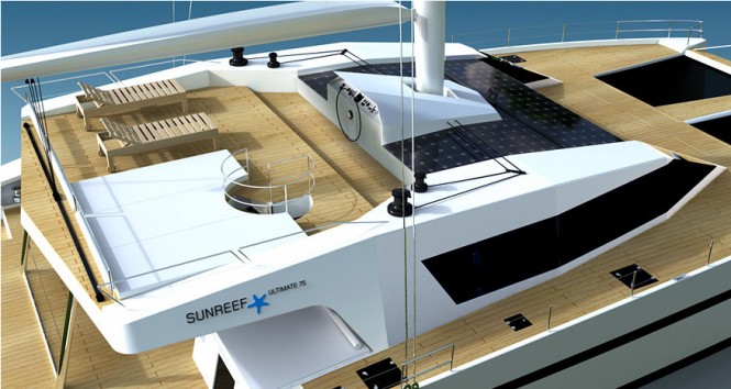On board of the luxury catamaran yacht Sunreef 75 Ultimate