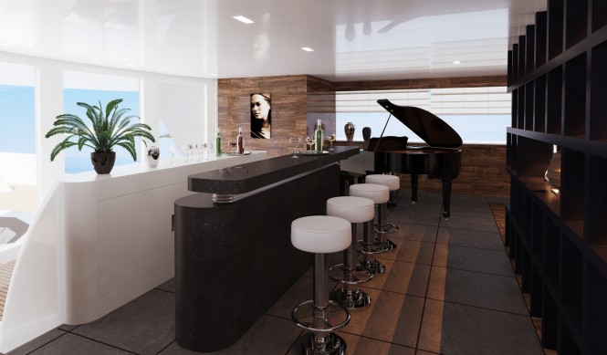 Bar on board of the 75m motor yacht R & R