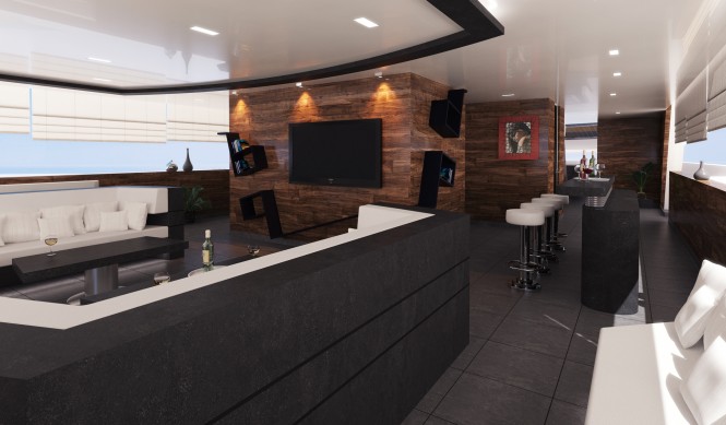 Lounge and bar on the luxury yacht R & R