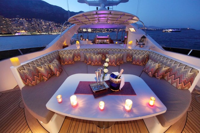 Enjoy an evening on the Top Deck of Motor Yacht TOLD U SO while cruising the Malidves in the Indian Ccean