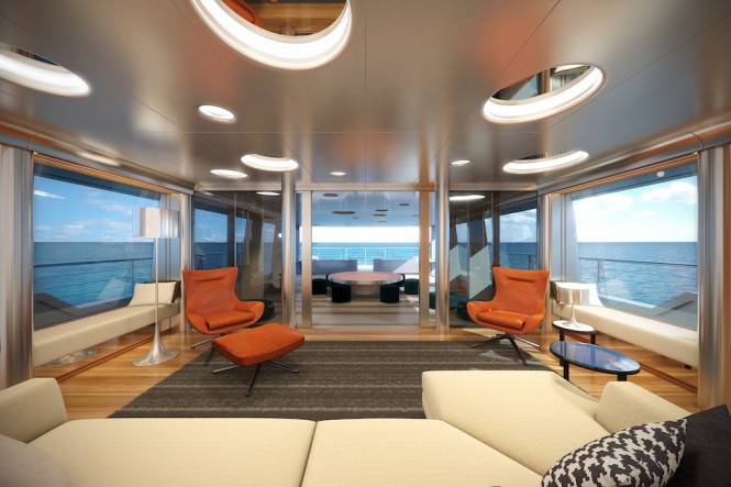 Star Fish Expedition Yacht - Owner's Aft Lounge - Aquos Series Yacht