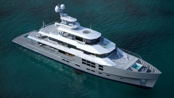 Star Fish expedition yacht aerial image - sistership to luxury explorer charter yacht BIG FISH