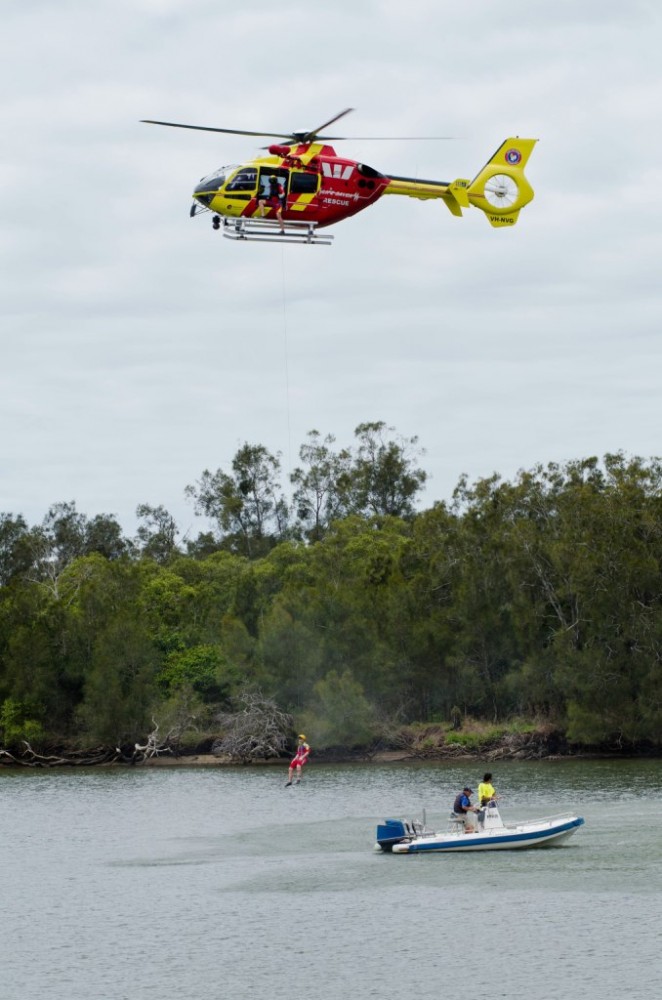 The Westpac Rescue helicopter performed mock rescues throughout the Expo