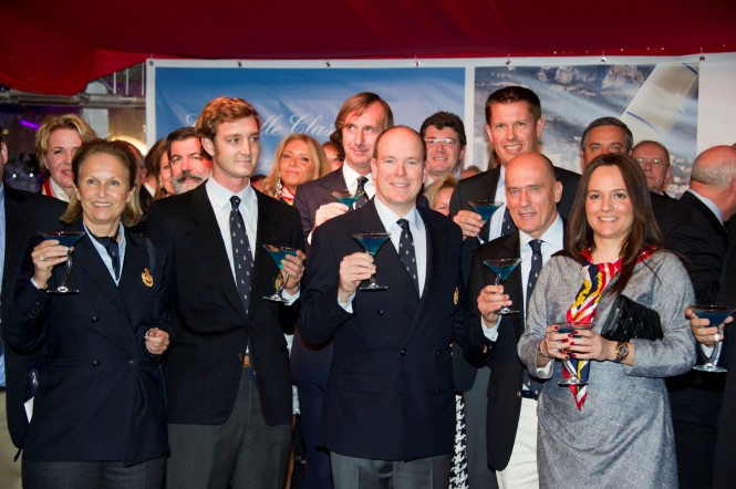 Toast to the new members (Pierre Casiraghi, Prince Albert II and Igor Simcic in the front line)
