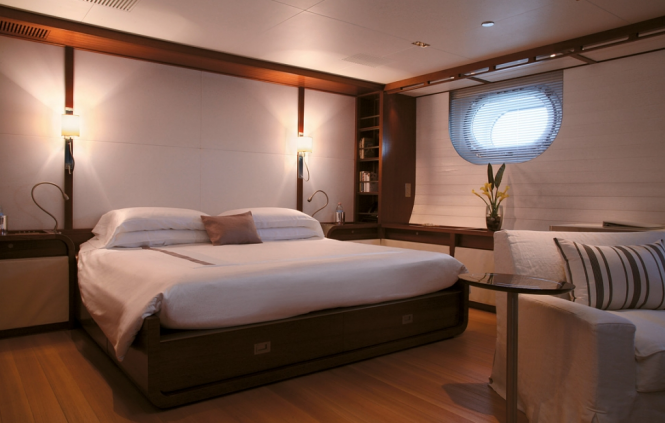 Christian Liaigre designed interior of the sailing yacht Rosehearty by Perini Navi 
