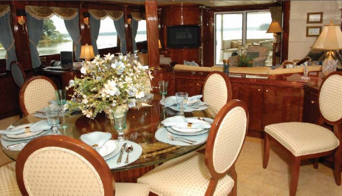 Dining Room on the Prestige Lady Superyacht