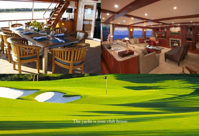 superyacht with golf course