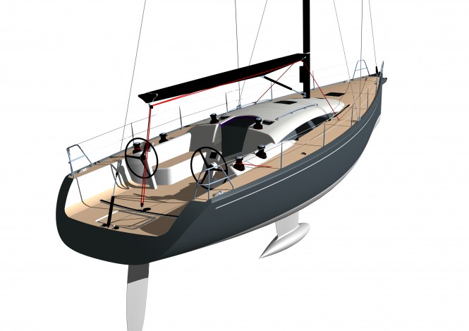 K&M Icon 48 sailing yacht Leeloo rendering aft