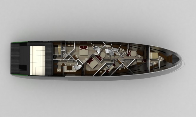 Lower Deck of the Blunt 118 Superyacht