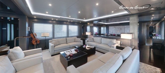 Luxurious interior on the Jongert super yacht Lucia designed by Guido de Groot