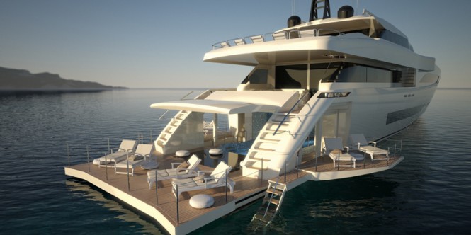 Luxury exterior on the super yacht Wider 150