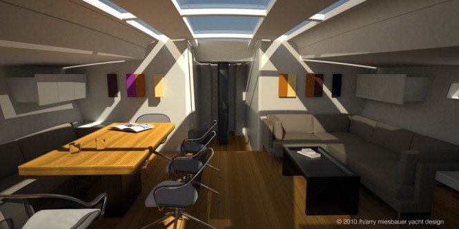 Luxury interior on the Maxi Dolphin MD90 superyacht - Credit: 2010/harry miesbauer yacht design