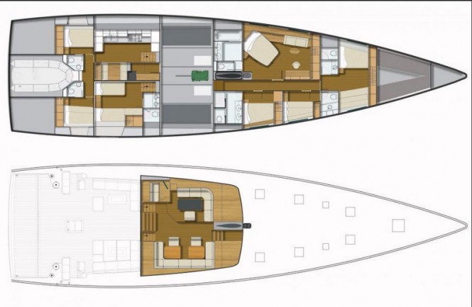Luxury yacht Maxi Dolphin FC 100 - layout Luxury yacht Maxi Dolphin FC 100 - layout