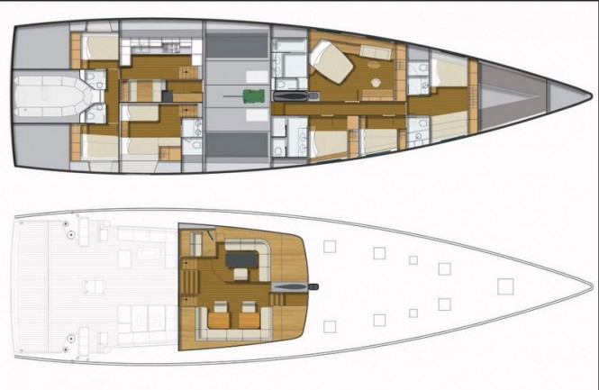 Luxury yacht Maxi Dolphin FC 100 - layout