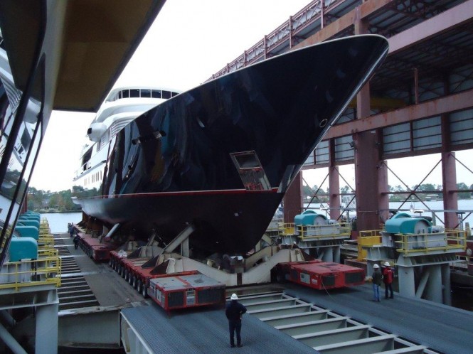 2011 Motor yacht New Horizon by Trinity Yachts just before her launch 2011 Motor yacht New Horizon by Trinity Yachts just before her launch