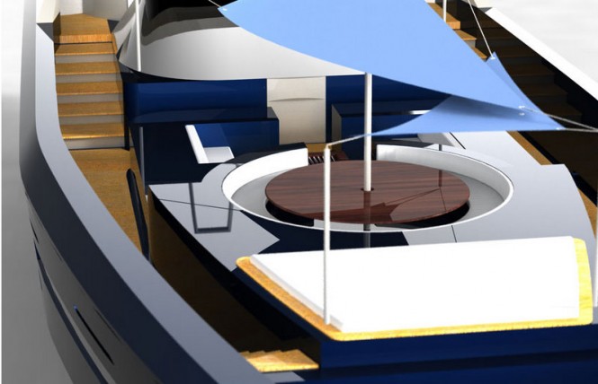 On board luxury yacht Aura