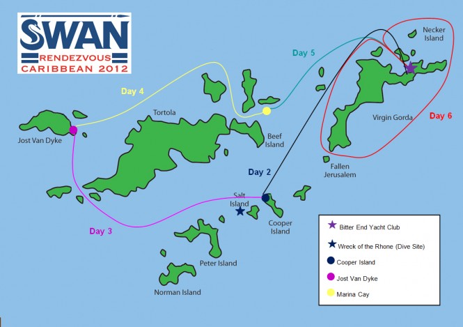 Provisional route of the ClubSwan Caribbean Rendezvous