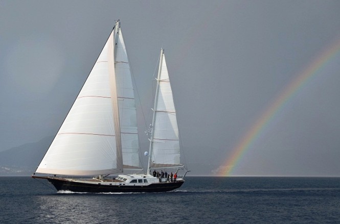 Sailing yacht Kestrel 106 by Ron Holland launched in Turkey undergoing sea trials