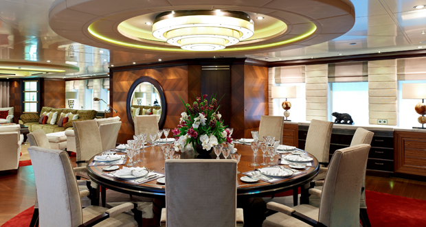 Stunning Dining Room on the luxury yacht Kaiser
