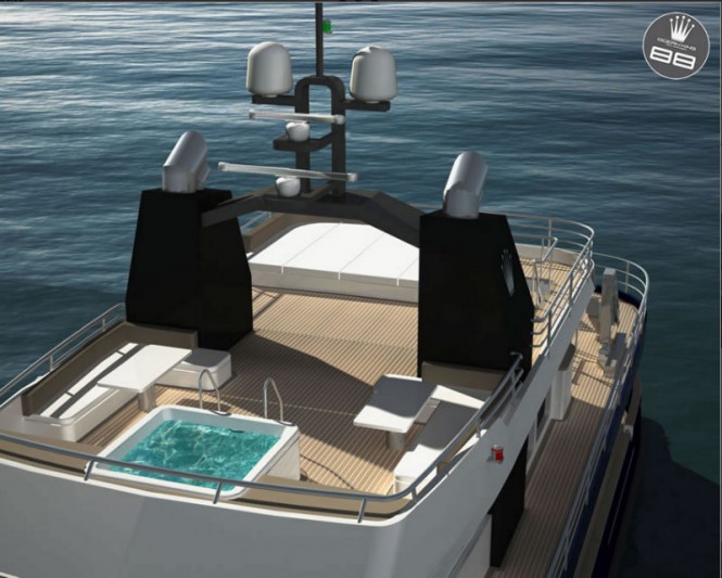 Stunning exterior on the Ocean King 88 Superyacht