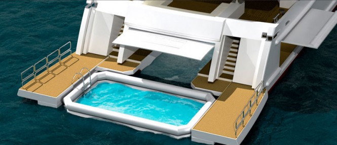 Swimming pool on board 75m Kaiser-75 superyacht