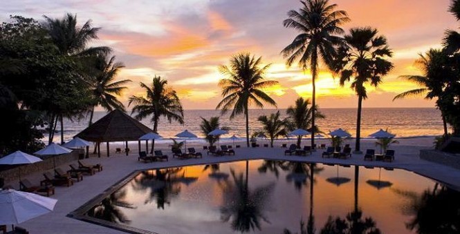 Sunset at The Surin Hotel in Pansea Bay Phuket, Thailand