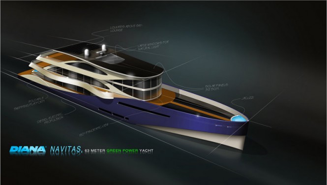 63m green motor yacht Diana Navitas concept by Diana Yacht Design