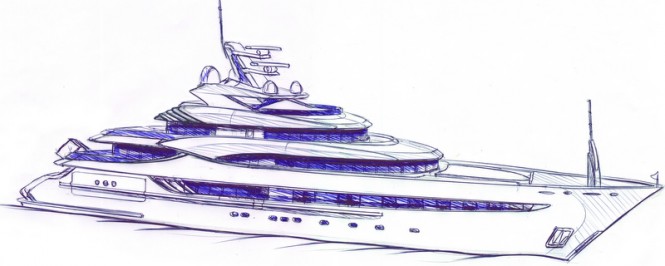 A ship called she superyacht´s sketch