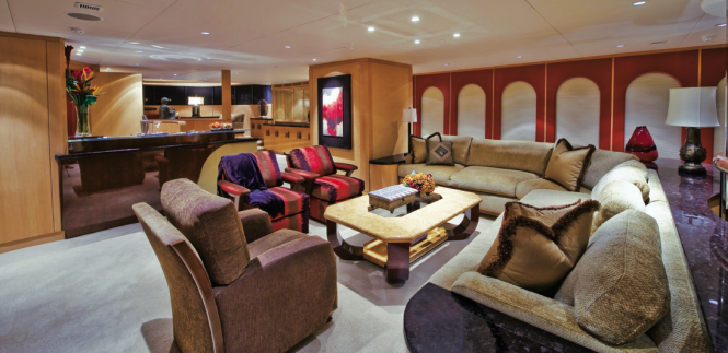 Beautiful interior of the luxury charter yacht Triumphant Lady