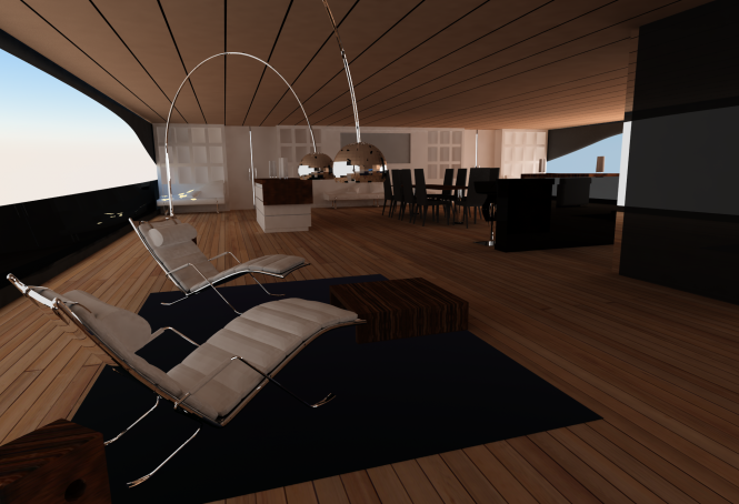 Interior of the 80m Antigone Yacht design by PAMA Design