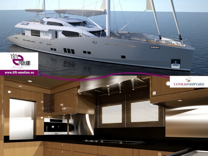 Lift Emotion BV delivered a special dumbwaiter for the 35.30m sailing yacht Conrad 115