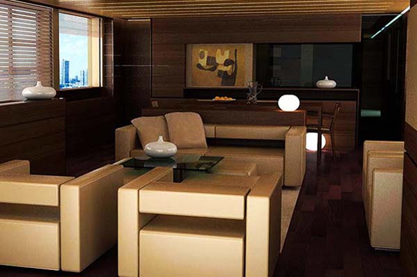 Luxurious interior on board Aicon Navetta 110 Superyacht