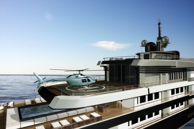 75m Motor Yacht NPe75 designed by Gian Paolo Nari - Heli deck