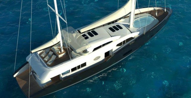 The luxury yacht Conrad 115 - view from above