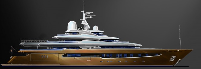 Triangular faceted form giving the yacht a muscular masculine feel