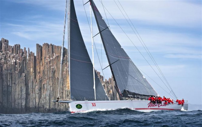 Super Yacht WILD OATS XI passing Tasman Island Photo: ROLEX/K. Arrigo