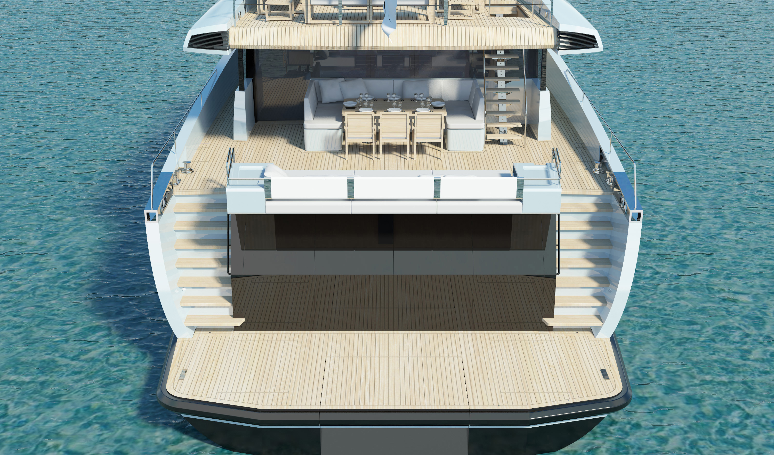 yacht back view