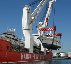 Yacht Path Marine Group arriving into Port Everglades with a cargo of Superyachts