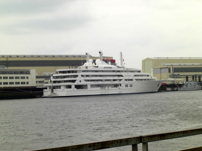 Mega Yacht AL SALAMAH at the Lurssen Shipyard in Lemwerder in 2009 - Photo courtesy of Ferdinand Rogge