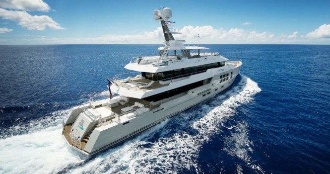45m Expedition Charter Yacht BIG FISH enroute to the South pacific and available for charter in Tahiti.