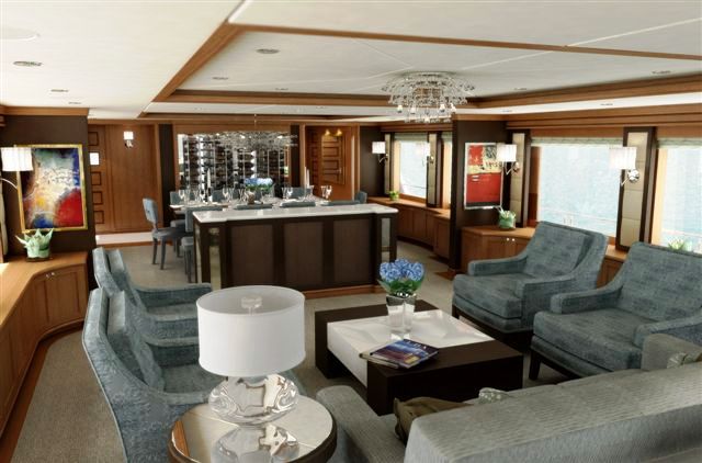 49m Trinity charter yacht BLIND DATE - main saloon