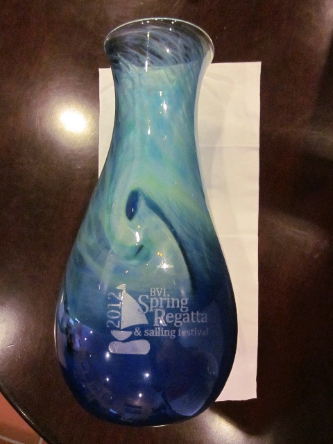 Beautiful recycled awards for winners of the 2012 BVI Spring Regatta & Sailing Festival made by The Glass Studio Project
