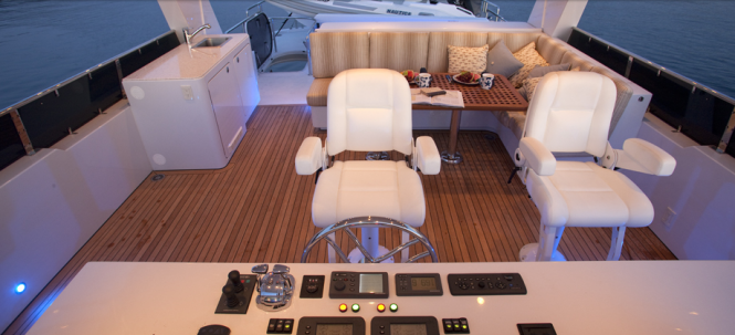 Exterior of the 74ft Queenship Yacht Meriweather - Image courtesy of Queenship