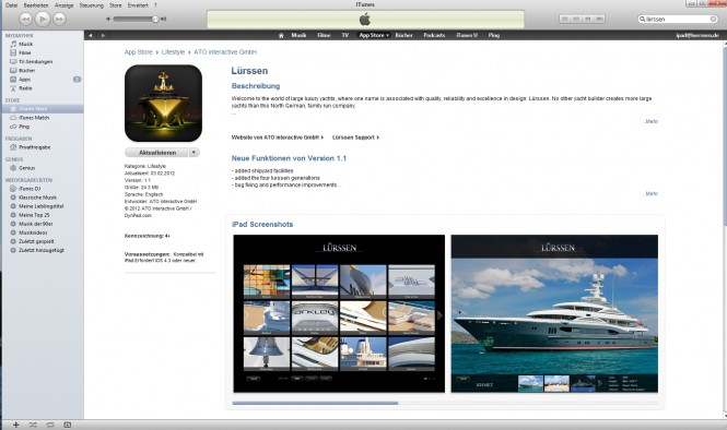 Lürssen apps available for free download at the App Store