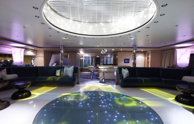 Night time entertainment aboard mega yacht Pegasus V